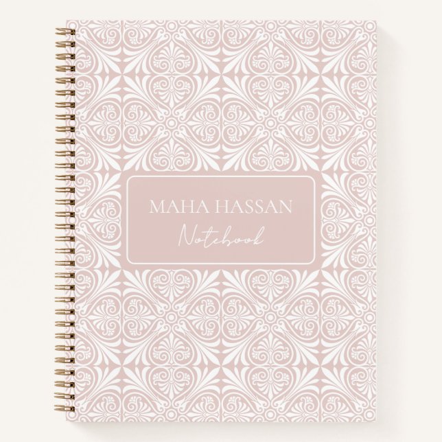 Custom Name Blush Rose Vector Pattern Journal (Front)