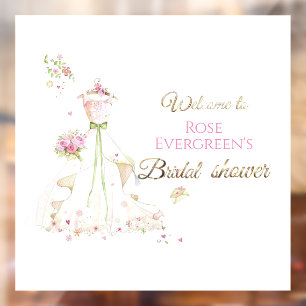 Custom Name Blushing Bride in Bloom Bride to Be Window Cling