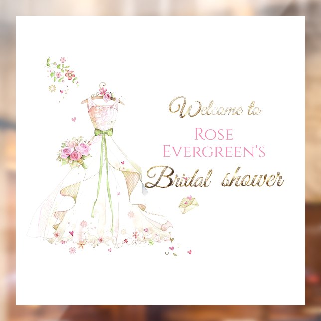 Custom Name Blushing Bride in Bloom Bride to Be Window Cling (Sheet 2)