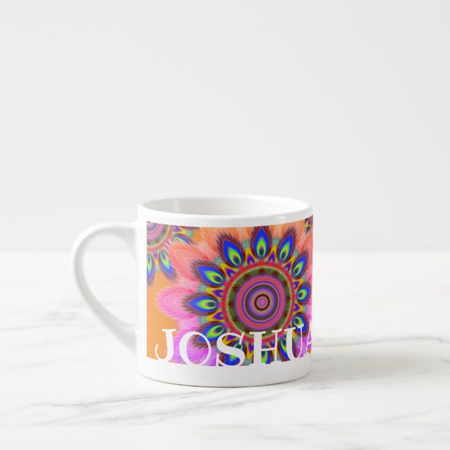 Custom name BOHO espresso coffee mug (Left)