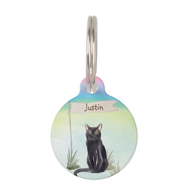 Custom Name Bombay Cat Pet Tag (Front)