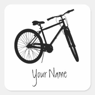 Custom Name Book Plate Bike Cycle Biking  Square Sticker