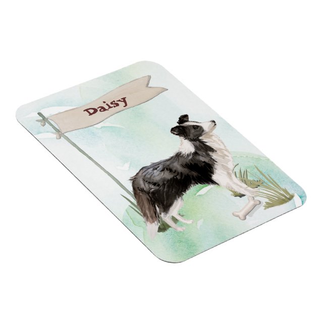 Custom Name Border Collie Pet Dog Magnet (Right Side)