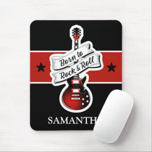 Custom Name Born to Rock & Roll Guitar Musician Mouse Mat