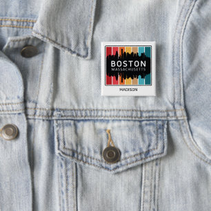 Custom Name Boston Massachusetts 15 Cm Square Badge