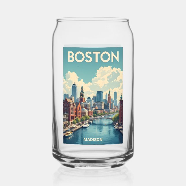 Custom Name Boston Massachusetts Can Glass (Front)