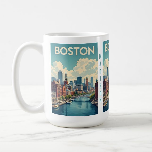 Custom Name Boston Massachusetts Coffee Mug (Left)