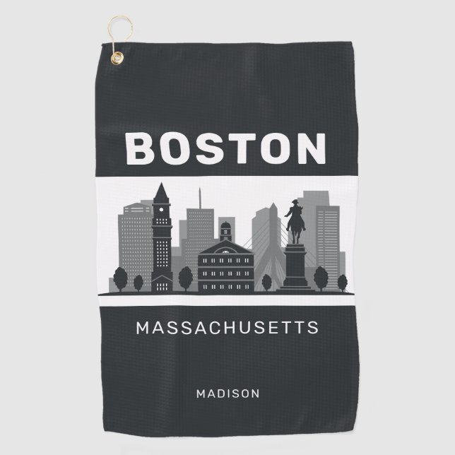 Custom Name Boston Massachusetts Golf Towel (Front)