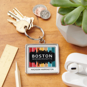 Custom Name Boston Massachusetts Key Ring