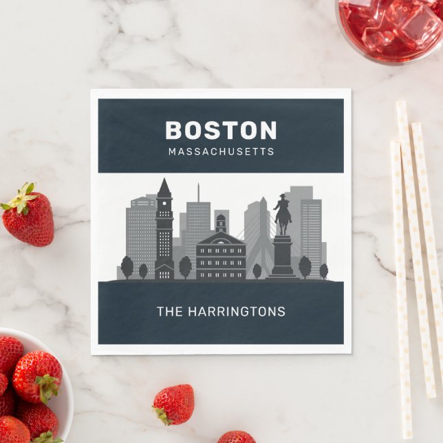 Custom Name Boston Massachusetts Napkin (Insitu)