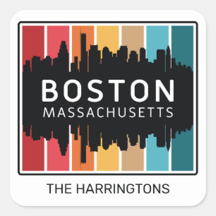 Custom Name Boston Massachusetts Square Sticker