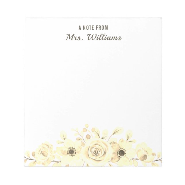 Custom Name Botanical Flowers Floral A Note From (Front)