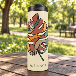 Custom Name Botanical Leaf Serene Savanna Thermal Tumbler