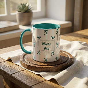 Custom Name Bow Stripe Mug Gift for Dad