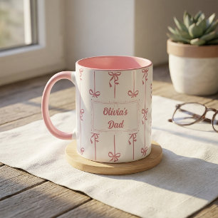 Custom Name Bow Stripe Mug Gift for Dad