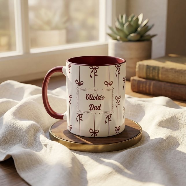 Custom Name Bow Stripe Mug Gift for Dad (Creator Uploaded)