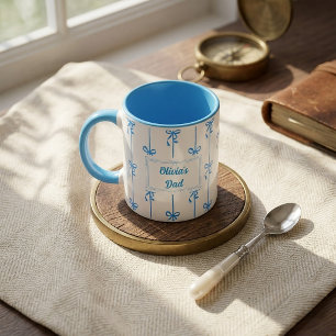 Custom Name Bow Stripe Mug Gift for Dad