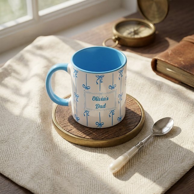 Custom Name Bow Stripe Mug Gift for Dad (Creator Uploaded)