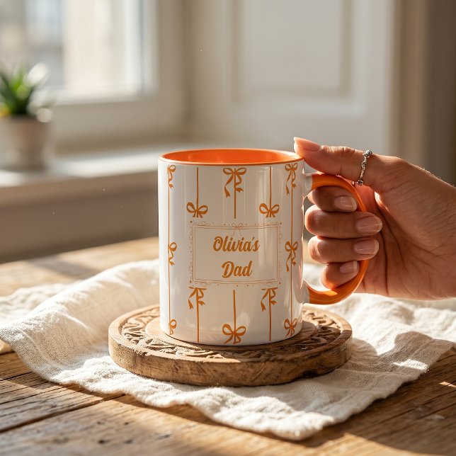Custom Name Bow Stripe Mug Gift for Dad (Creator Uploaded)