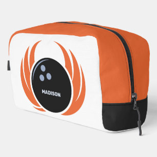 Custom Name Bowling Ball with Flame Dopp Kit
