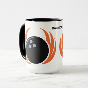 Custom Name Bowling Ball with Flame Mug