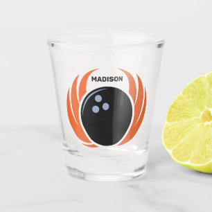 Custom Name Bowling Ball with Flame Shot Glass