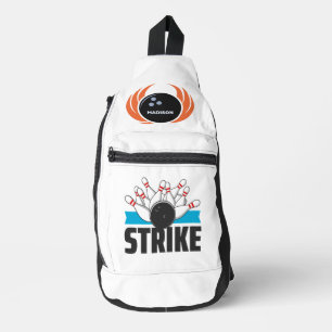 Custom Name Bowling Ball with Flame Sling Bag