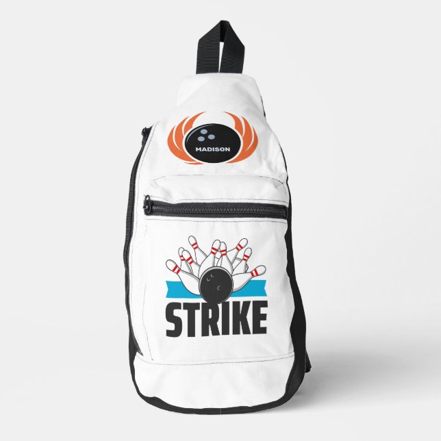 Custom Name Bowling Ball with Flame Sling Bag (Front)