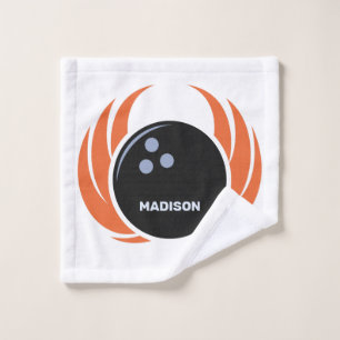 Custom Name Bowling Ball with Flame Wash Cloth