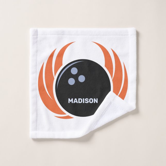 Custom Name Bowling Ball with Flame Wash Cloth (Wash Cloth)