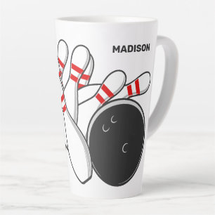 Custom Name Bowling Strike Latte Mug