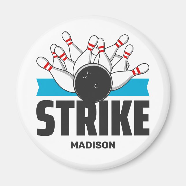 Custom Name Bowling Strike Magnet (Front)
