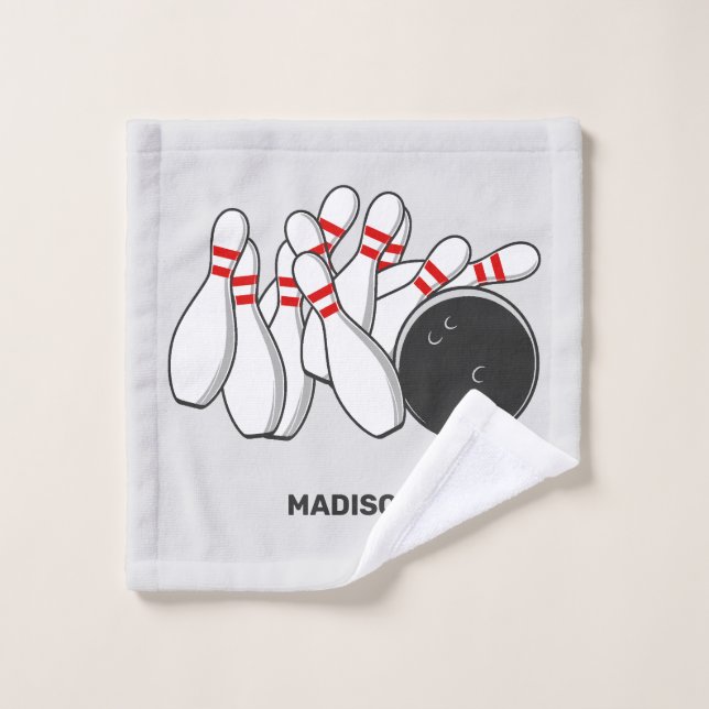 Custom Name Bowling Strike Wash Cloth (Wash Cloth)