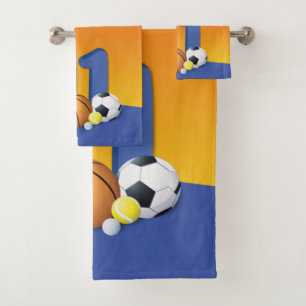 Custom Name Boy 11th Birthday Sports Balls Bath Towel Set
