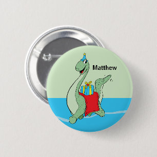 Custom Name, Boy, Birthday Dinosaur 6 Cm Round Badge