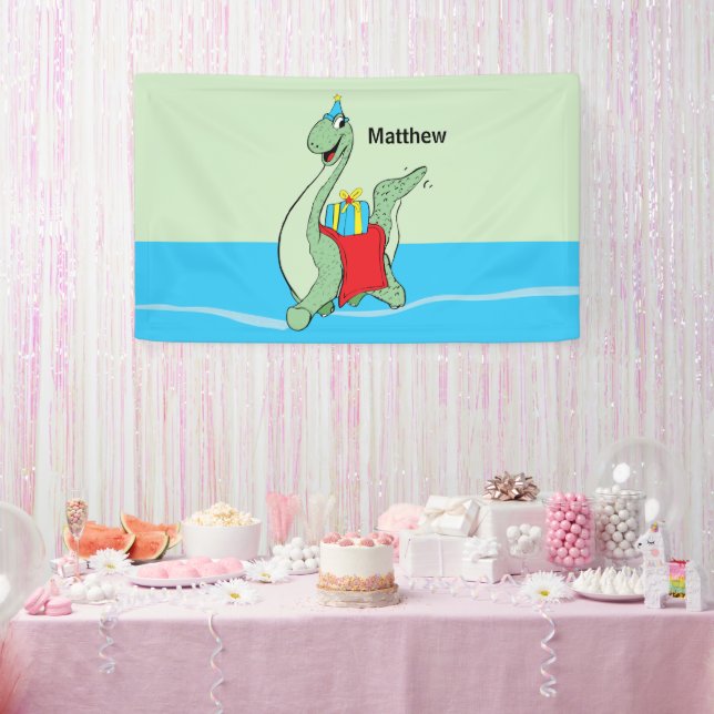 Custom Name, Boy, Birthday Dinosaur Banner (Party)