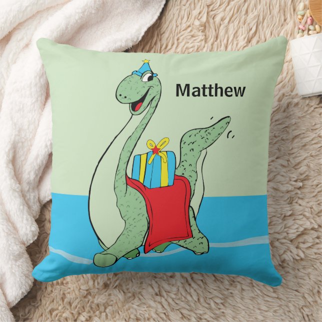 Custom Name, Boy, Birthday Dinosaur Cushion (Blanket)