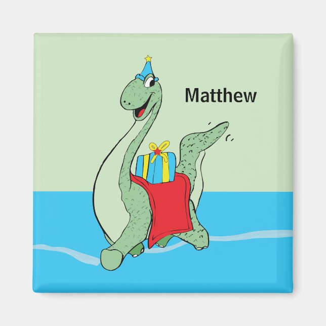 Custom Name, Boy, Birthday Dinosaur Magnet (Front)
