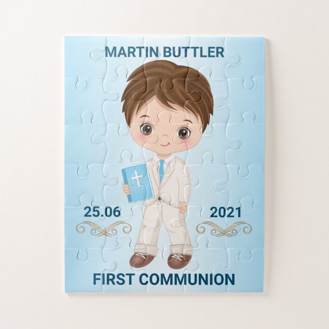Custom Name Boy First Holy Communion Puzzle (Vertical)