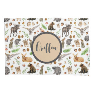 Custom Name Boy Pillow Case Forest Animal