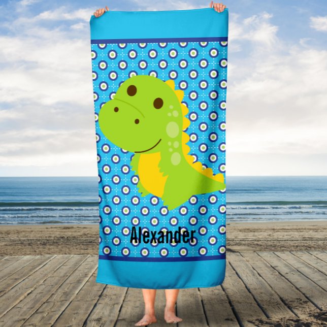Custom Name Boy's Dinosaur Kid's Bath Towel (Creator Uploaded)