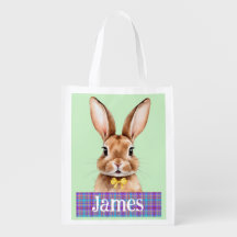 Custom Name Boys Easter Bunny Green