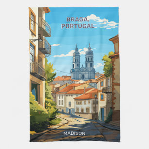 Custom Name Braga Portugal Tea Towel