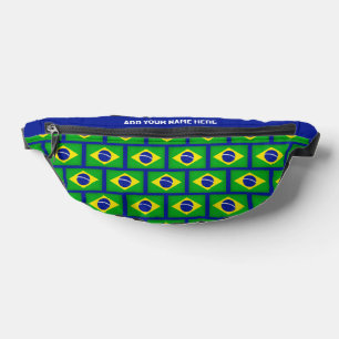 Custom Name BRAZIL BRASILIA FLAG Bum Bags