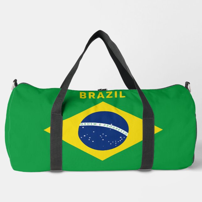 Custom Name Brazil Flag Duffle Bag (Front)