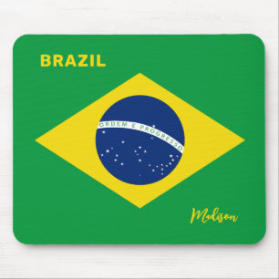 Custom Name Brazil Flag Mouse Mat