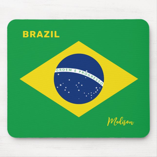 Custom Name Brazil Flag Mouse Mat (Front)