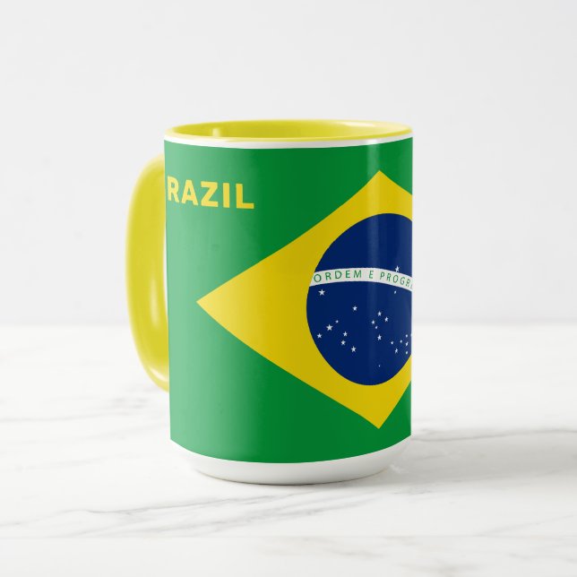 Custom Name Brazil Flag Mug (Front Left)