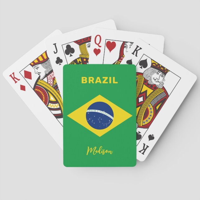 Custom Name Brazil Flag Playing Cards (Back)