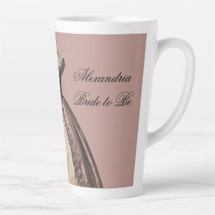 Custom Name Bridal Shower Vintage Wedding Dress Latte Mug